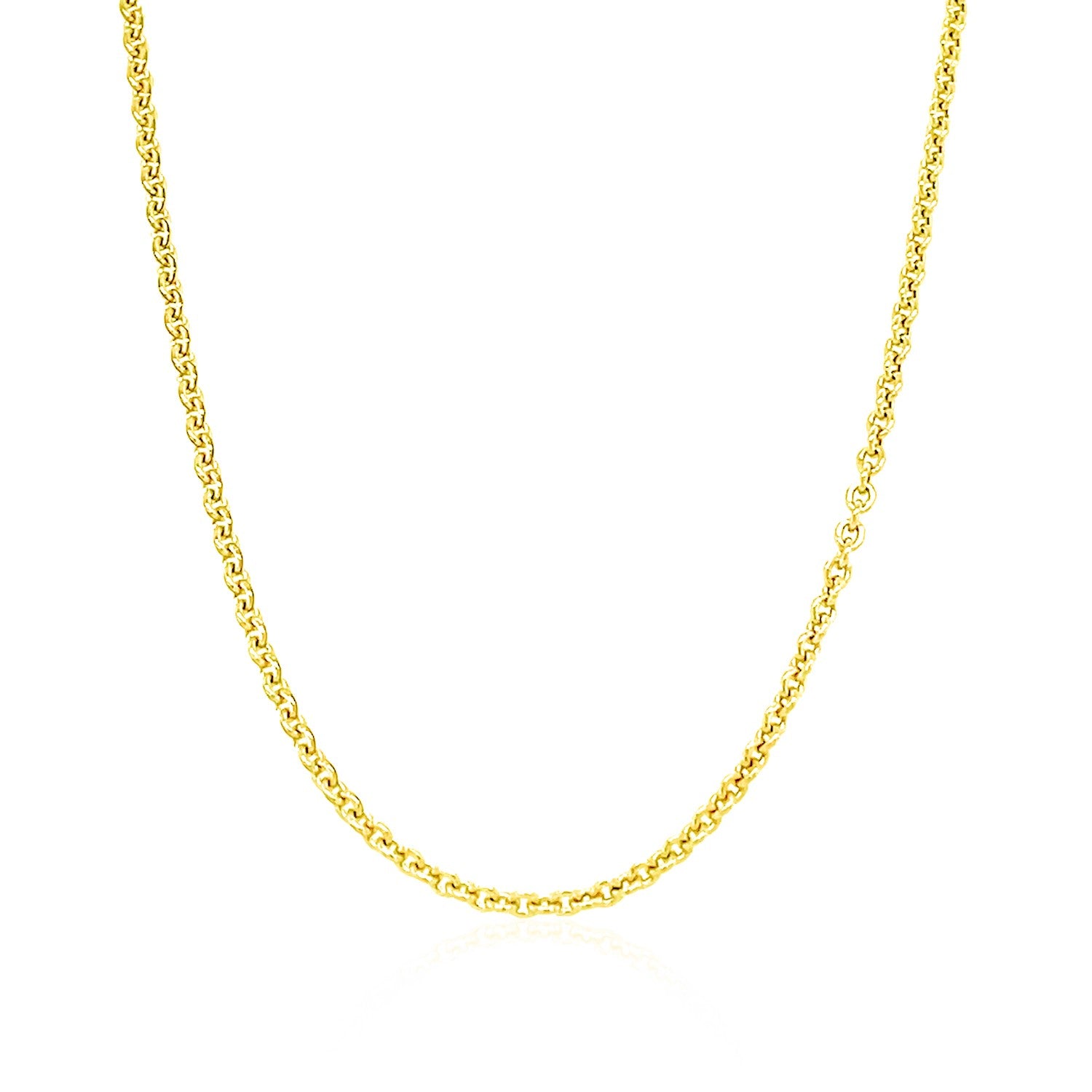 14k Yellow Gold Forsantina Lite Cable Link Chain (1.80 mm) in a sleek high-contrast midnight luxury editorial style